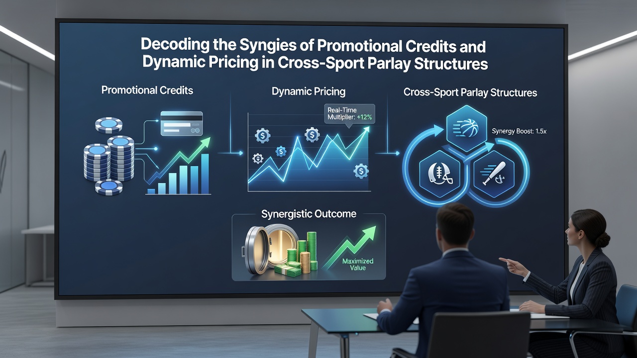 Diagram showing how dynamic pricing updates affect parlay multipliers when promotional credits are applied across sports