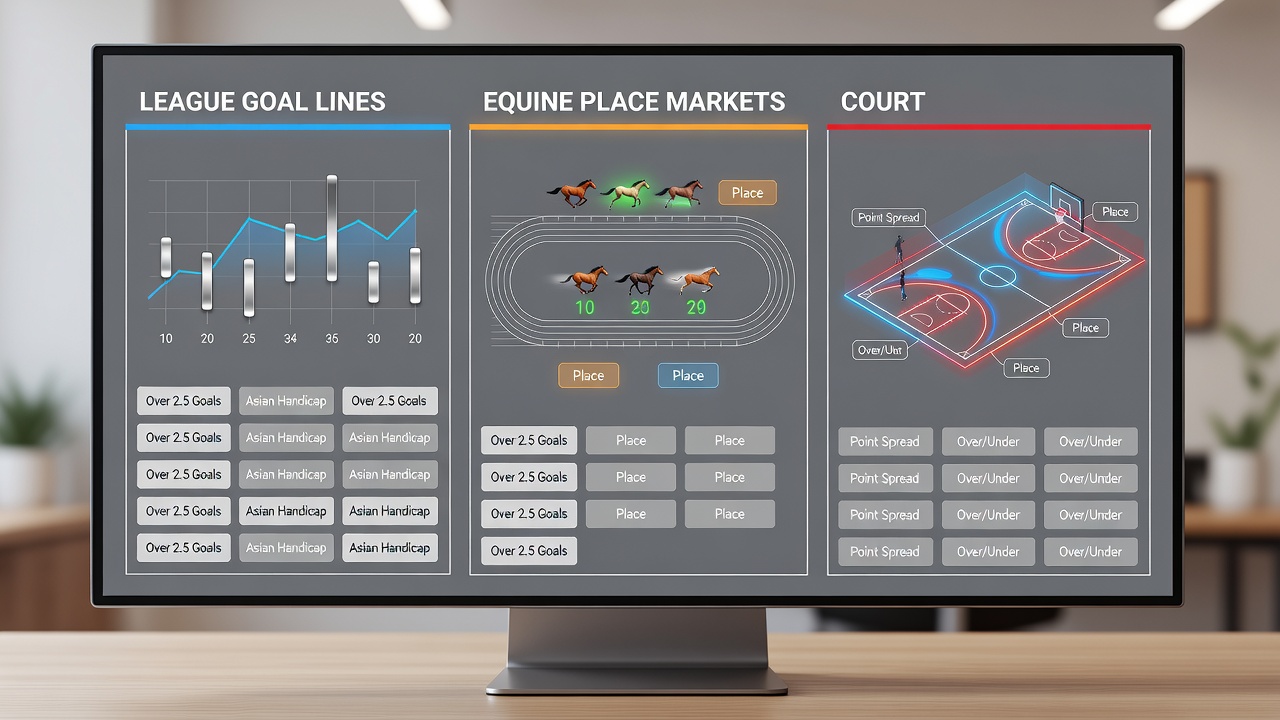 Close-up view of tennis court total markets displayed within a mobile betting app layout next to equine place filters