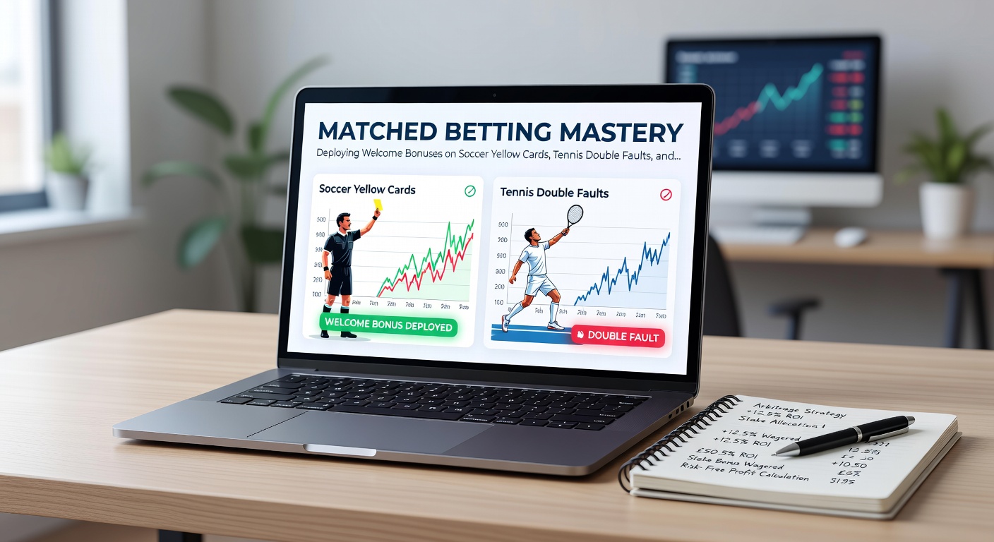 Close-up action shots of a tensed soccer player receiving a yellow, a frustrated tennis server after a double fault, and a harness racing quaddie payout board lighting up with winners, highlighting the precision of matched betting in these markets