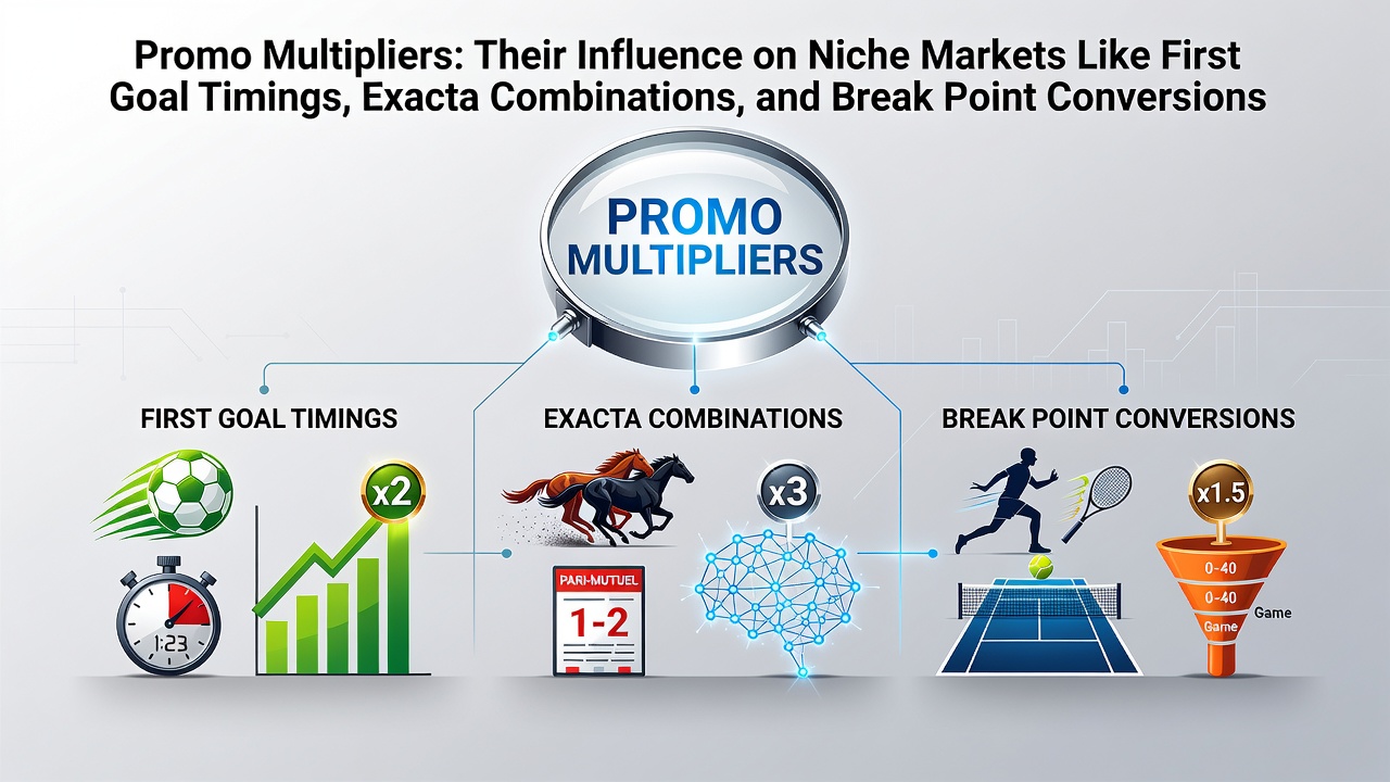 Promo multipliers shaping betting patterns in football goal timings, horse racing exactas, and tennis break points