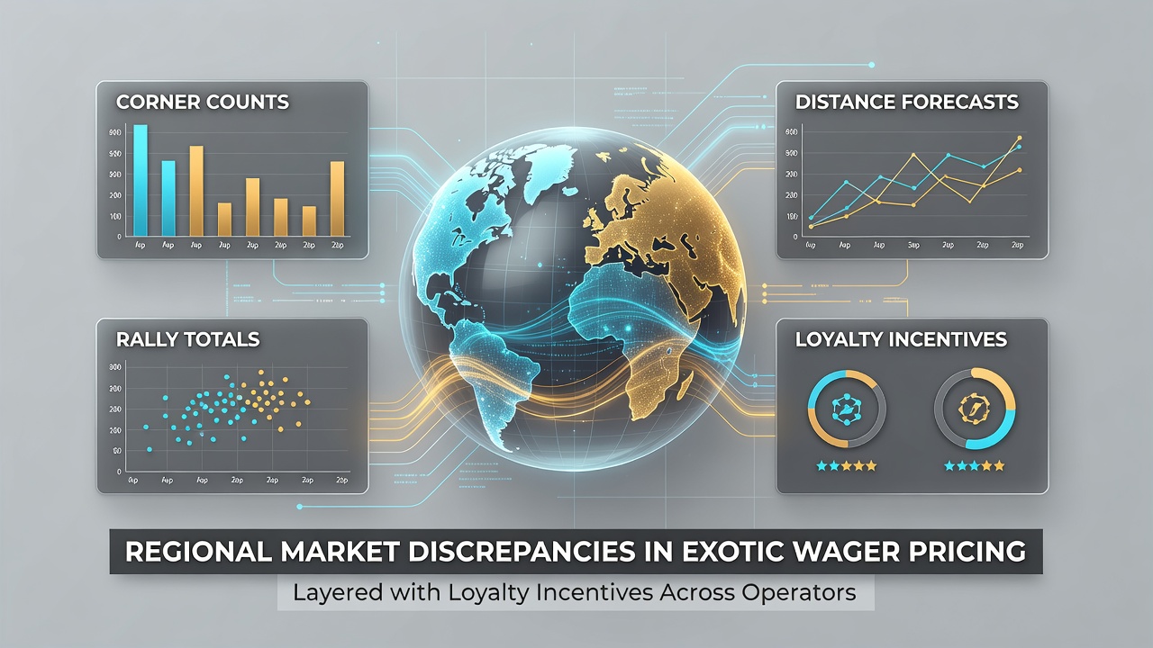 Chart showing regional variations in exotic bet pricing for corners, distance forecasts, and rally totals across major operators in July 2026