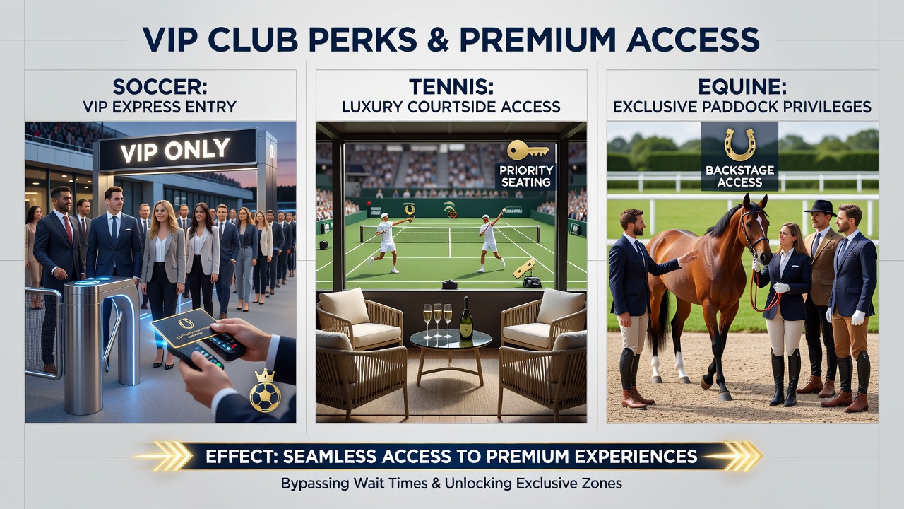 Tennis court view showing VIP lounge access points for premium betting options during a major tournament