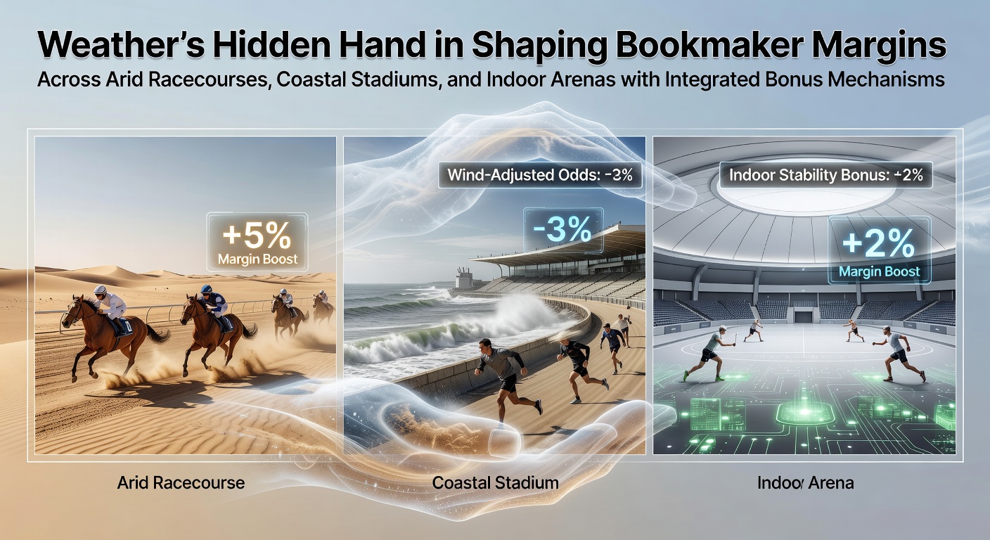 Weather patterns influencing betting odds at arid racecourses and coastal stadiums